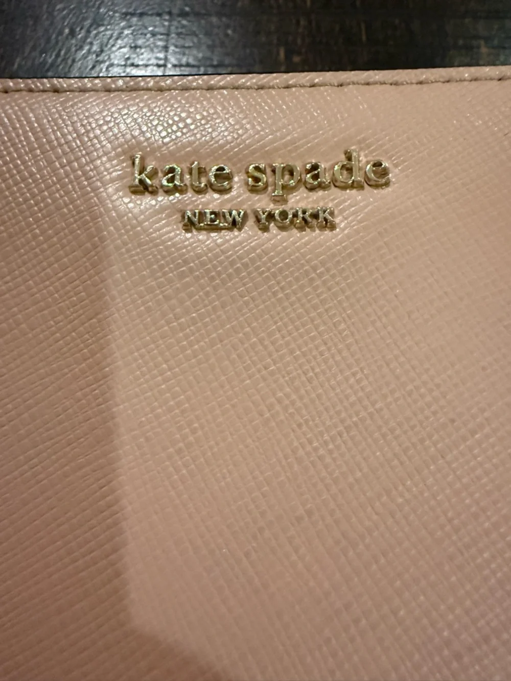 Kate Spade Spencer Zip Around Wallet Colorblock Saffiano Leather Blush Beige